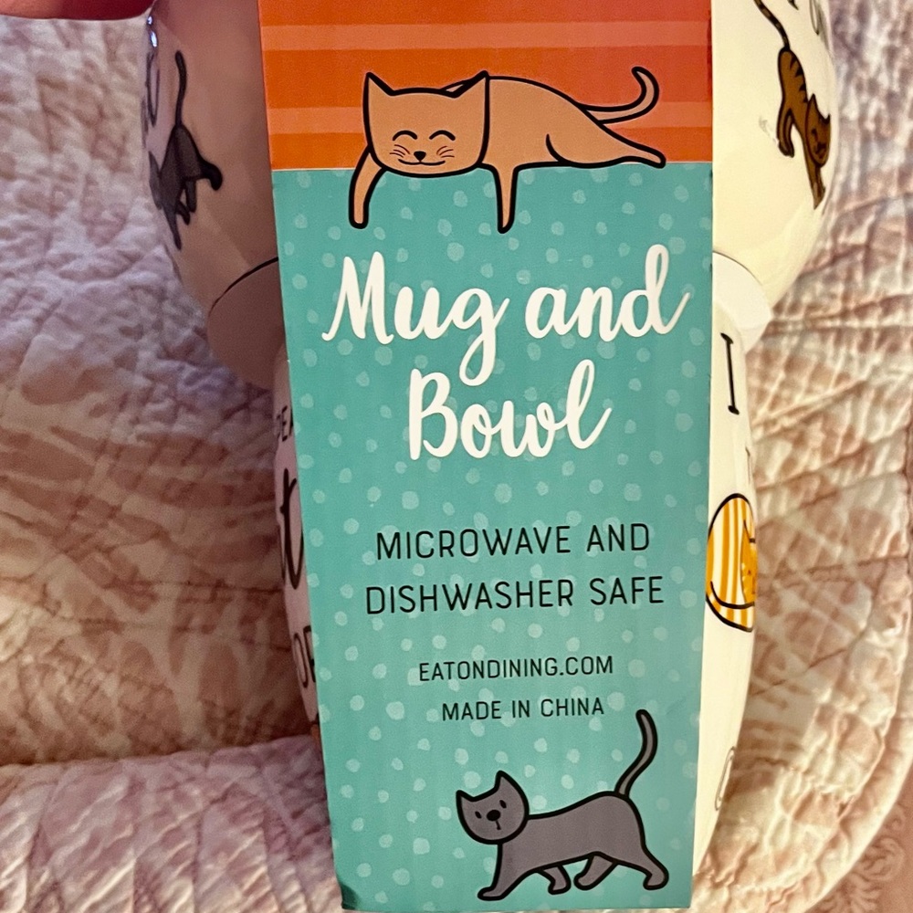 Eaton Fine Dinning mug and bowl set for all animal lovers 🧡🐱